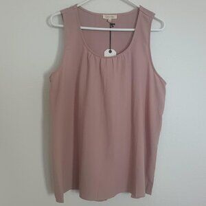 COTTON BLEU WOMEN'S TOP MAUVE PINK SLEEVELESS EMBROIDERED BACK SIZE LARGE NWT